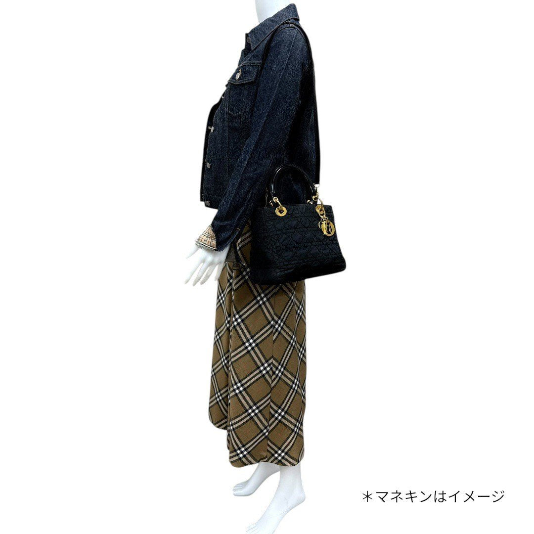 クリスチャンディオール レディディオール ハンドバッグ カナージュ 2WAYショルダー ナイロン 黒 肩掛け 手提げ 2way  レディース