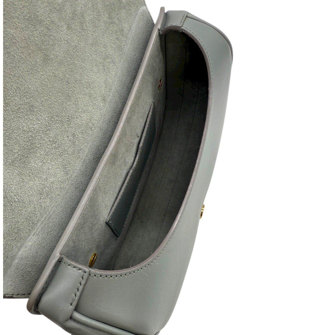 クリスチャンディオール ボビー ミディアム ショルダーバッグ 斜め掛けバッグ ボックスカーフ グレー ゴールド金具 レディース