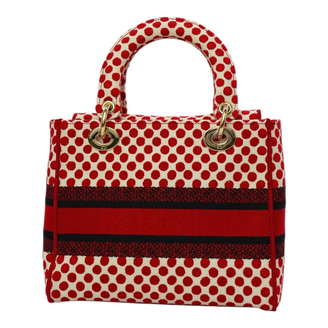 クリスチャンディオール LADY D LITE レディ ディライト ミディアム ハンドバッグ 2WAY 刺繍 ジャガード 水玉