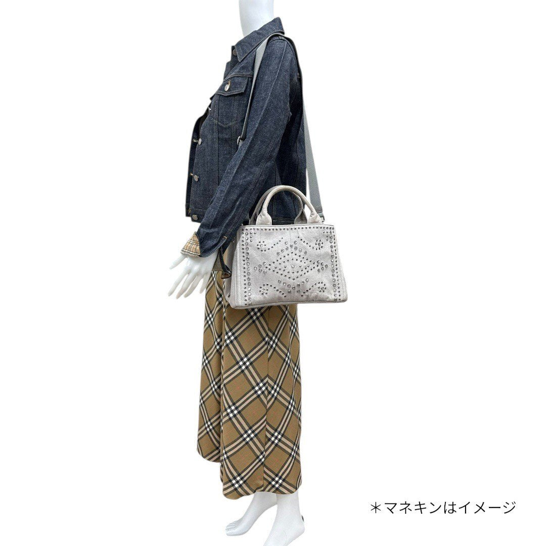 プラダ カナパ デニム カナパスタッズ トート ヌーブ グレー 2wayバッグ ショルダーバッグ ハンドバッグ