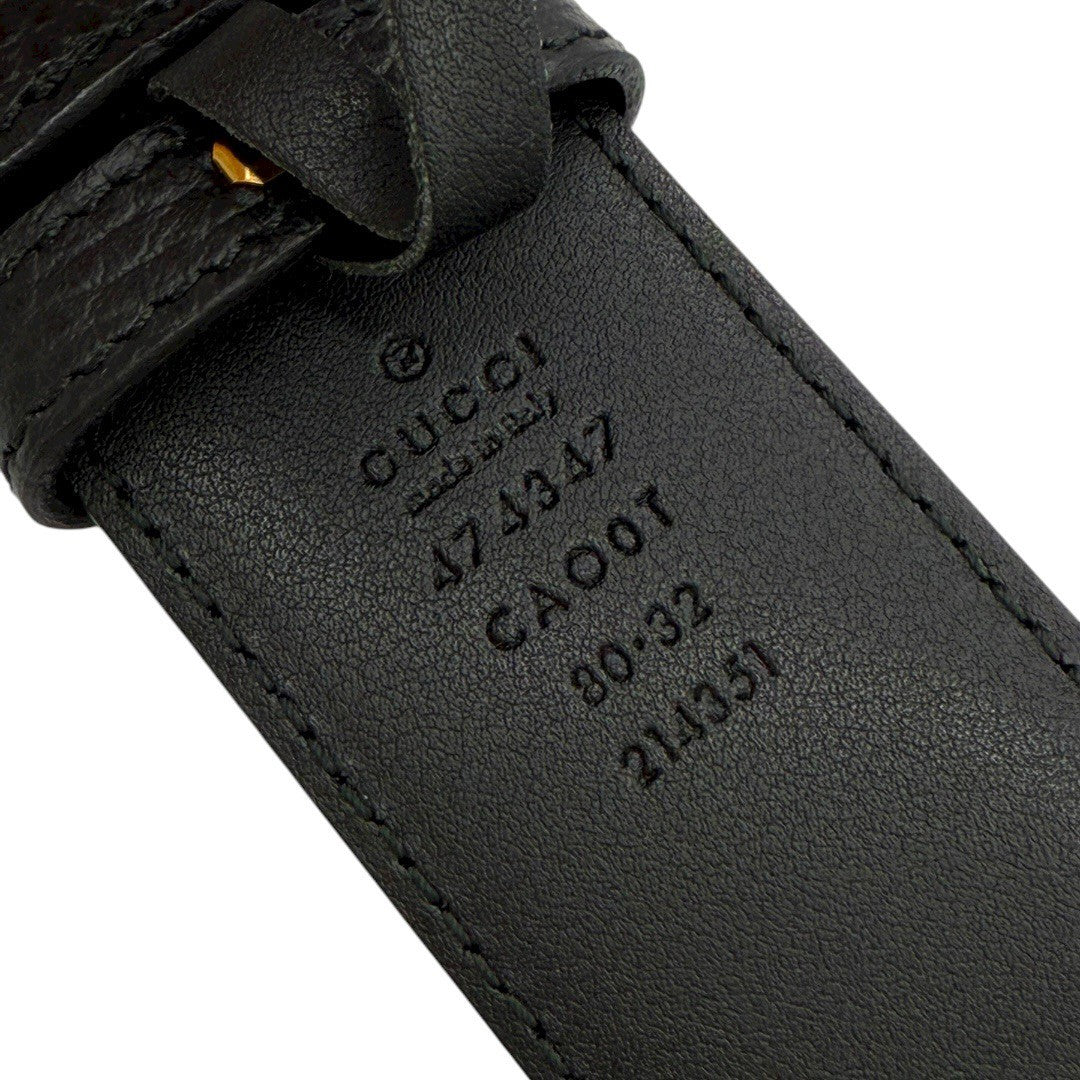 グッチ インターロッキングG ベルト 80/32 レザー ブラック メンズ