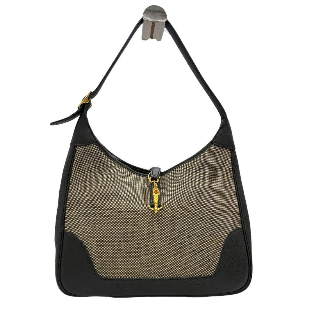 エルメス トリム31 ブラックレザー トワルアッシュ ゴールド金具 キャンバス