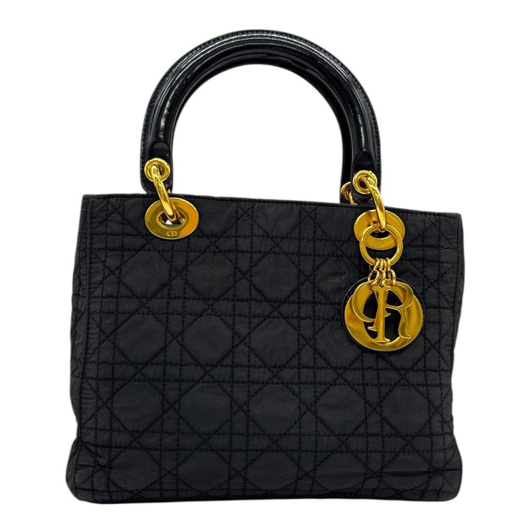 クリスチャンディオール レディディオール ハンドバッグ カナージュ 2WAYショルダー ナイロン 黒 肩掛け 手提げ 2way  レディース