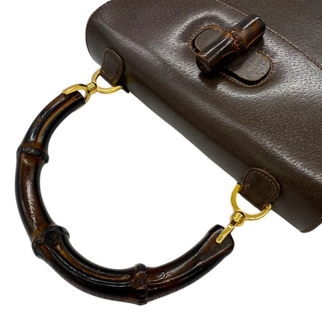 オールドグッチ バンブー ハンドバッグ ターンロック ブラウン レディース グッチ