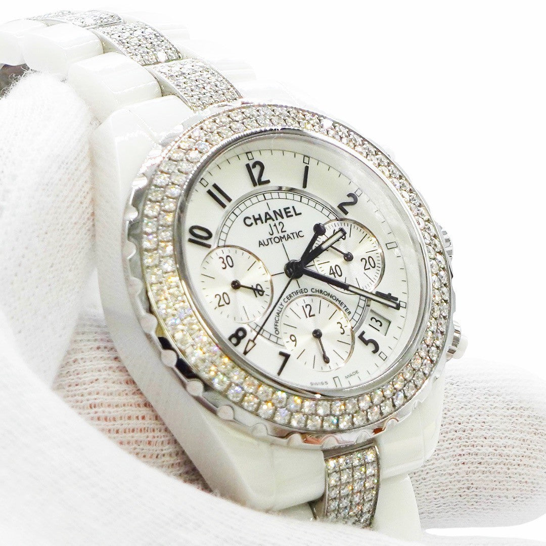シャネル J12クロノグラフ ダイヤベゼル ダイヤブレス セラミック H1707 オートマティック メンズ