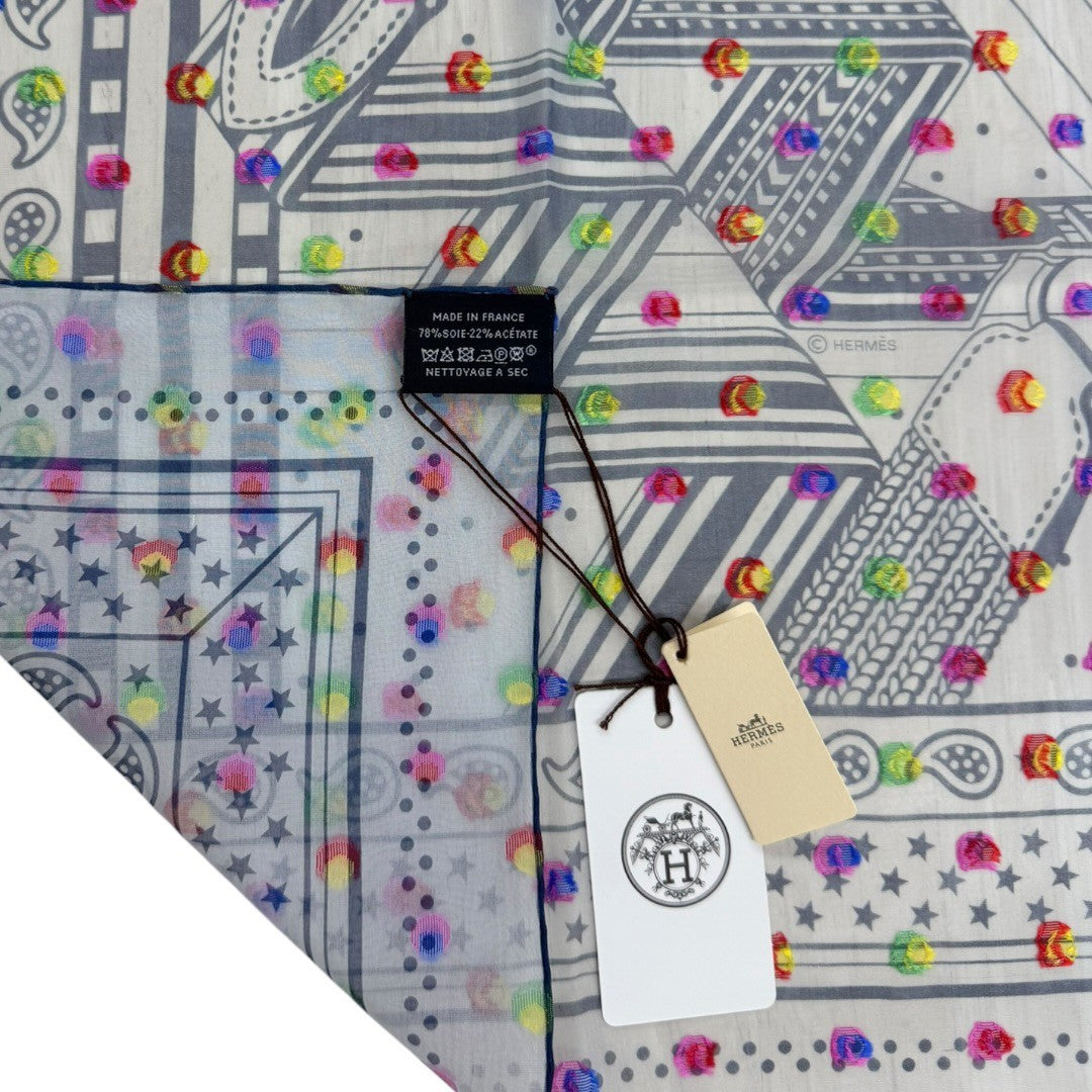 エルメス スカーフ カレ60 シルク ジグザグサングル レインボードット Zig Zag Pois Rainbow レディース