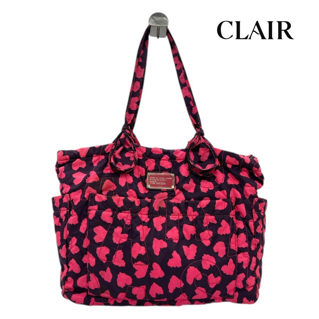 マークバイマークジェイコブス ハート総柄 キルティング トートバッグ 紫×ピンク レディース