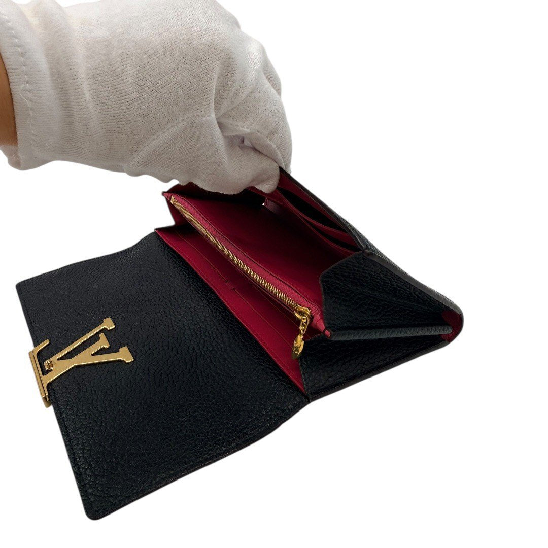 【中古】 ルイヴィトン ポルトフォイユ カプシーヌ 2つ折り長財布  ノワール M61248