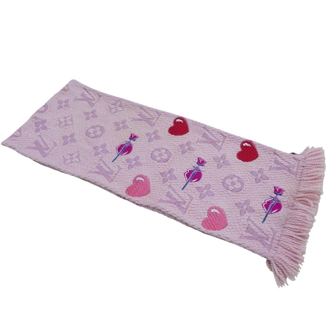 ルイヴィトン マフラー エシャルプ ロゴマニア アラフォリ M71587 ピンク ハート レディース