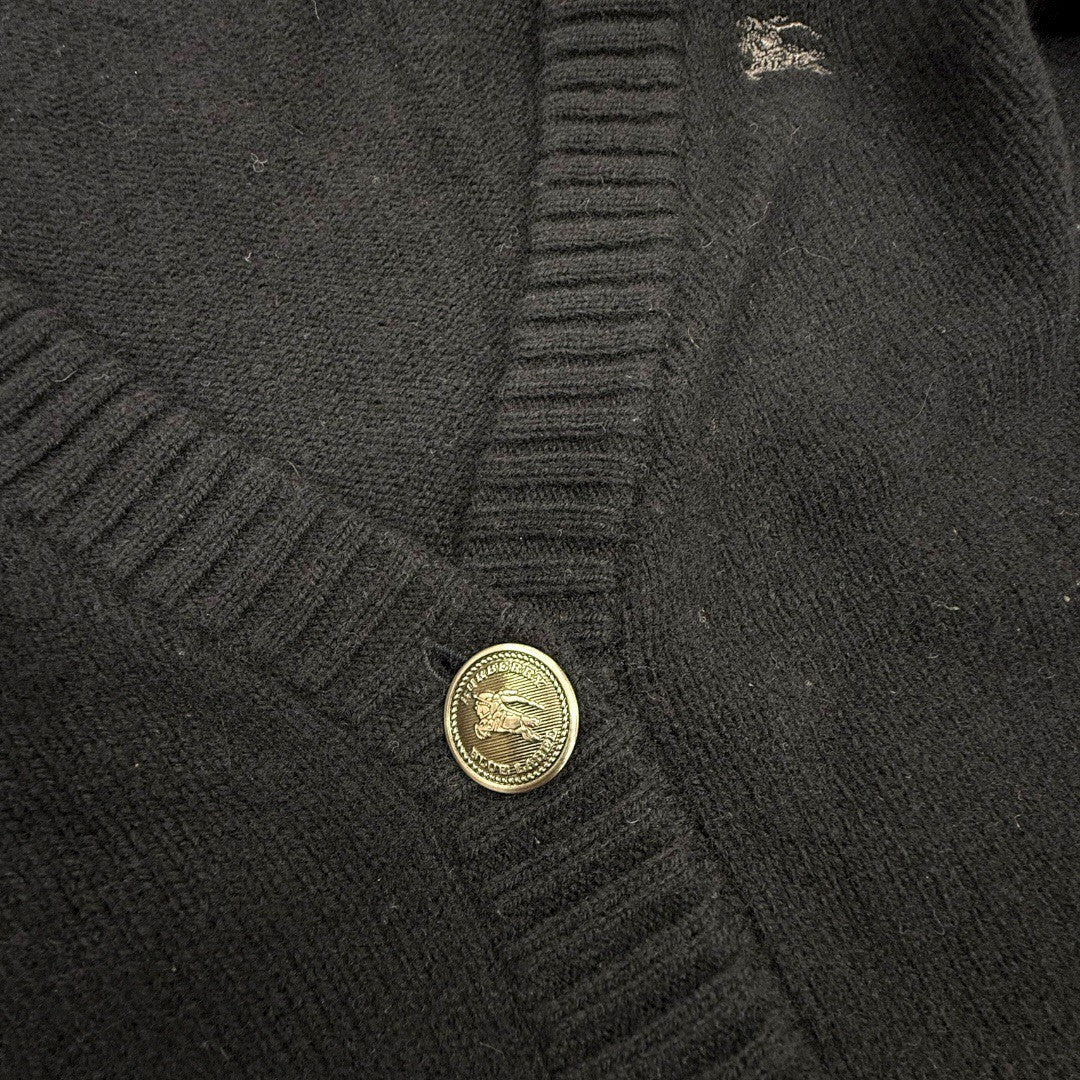 バーバリーブルーレーベル ウール ニット カーディガン Vネック 38 ブラック レディース