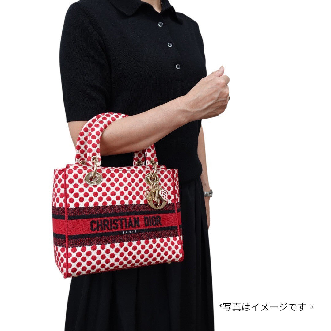 クリスチャンディオール LADY D LITE レディ ディライト ミディアム ハンドバッグ 2WAY 刺繍 ジャガード 水玉