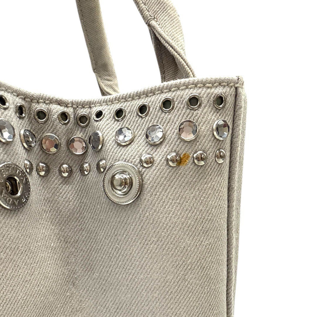 プラダ カナパ デニム カナパスタッズ トート ヌーブ グレー 2wayバッグ ショルダーバッグ ハンドバッグ