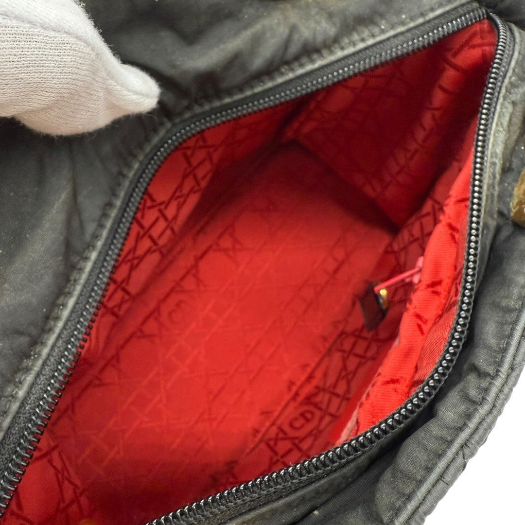 クリスチャンディオール レディディオール ハンドバッグ カナージュ 2WAYショルダー ナイロン 黒 肩掛け 手提げ 2way  レディース