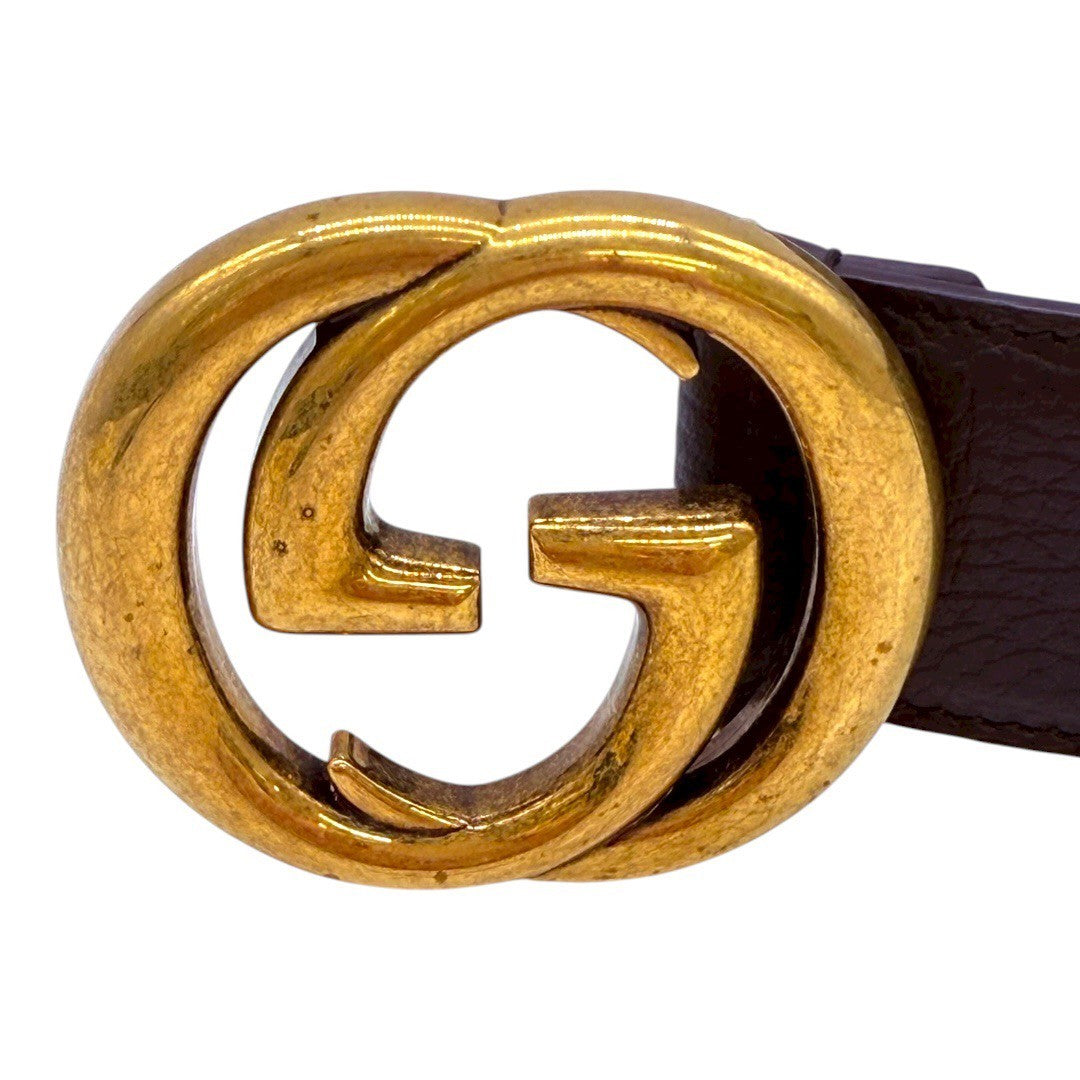 グッチ インターロッキングG ベルト 80/32 レザー ブラック メンズ