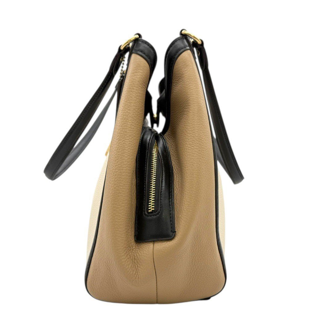 【美品】コーチ クリスティ ハンドバッグ トート レザー ロゴ ゴールド金具 ベージュ 白 黒 C6828