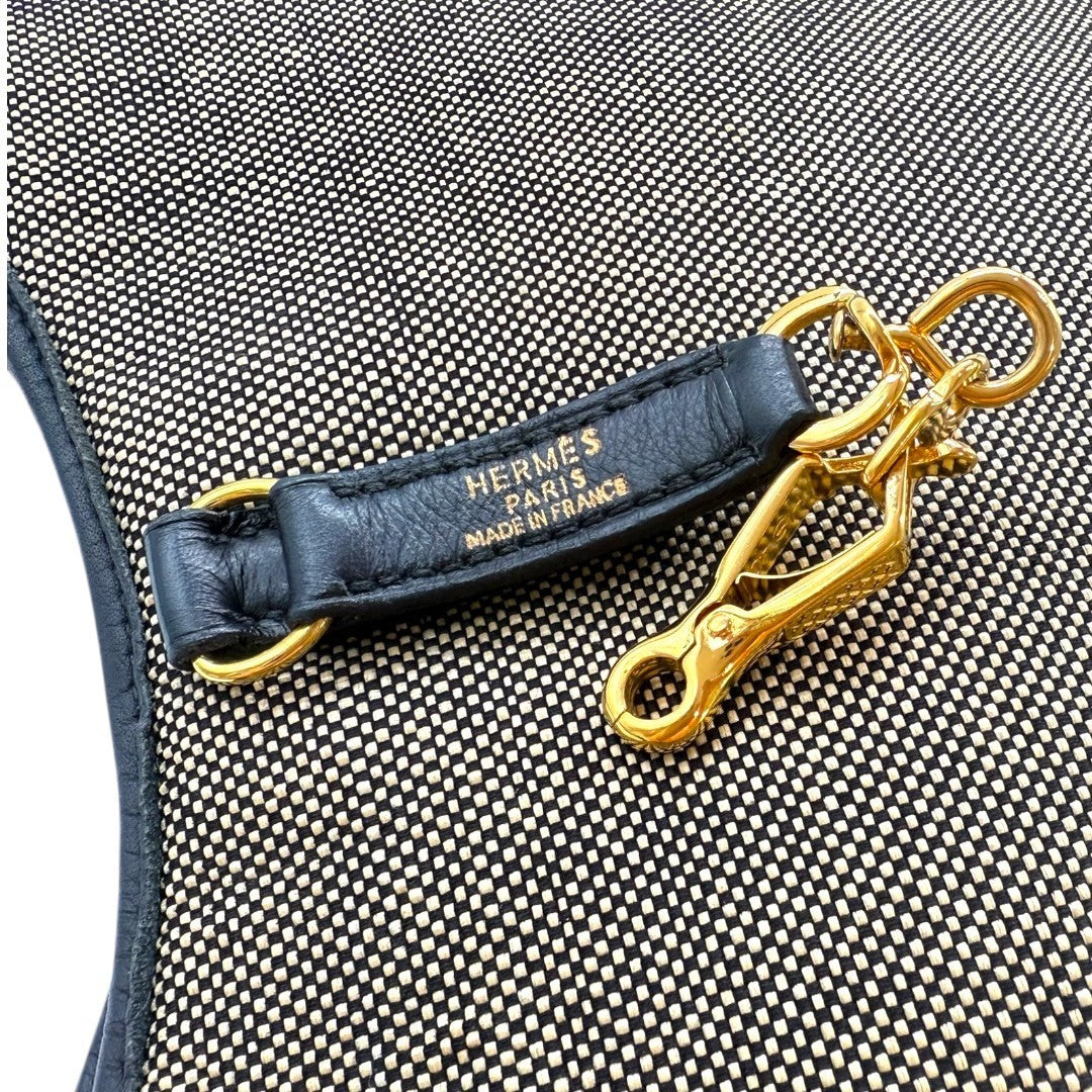 エルメス トリム31 ブラックレザー トワルアッシュ ゴールド金具 キャンバス