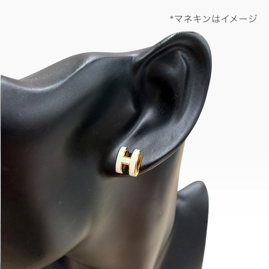 エルメス ミニポップH ピアス GP ホワイト ゴールド