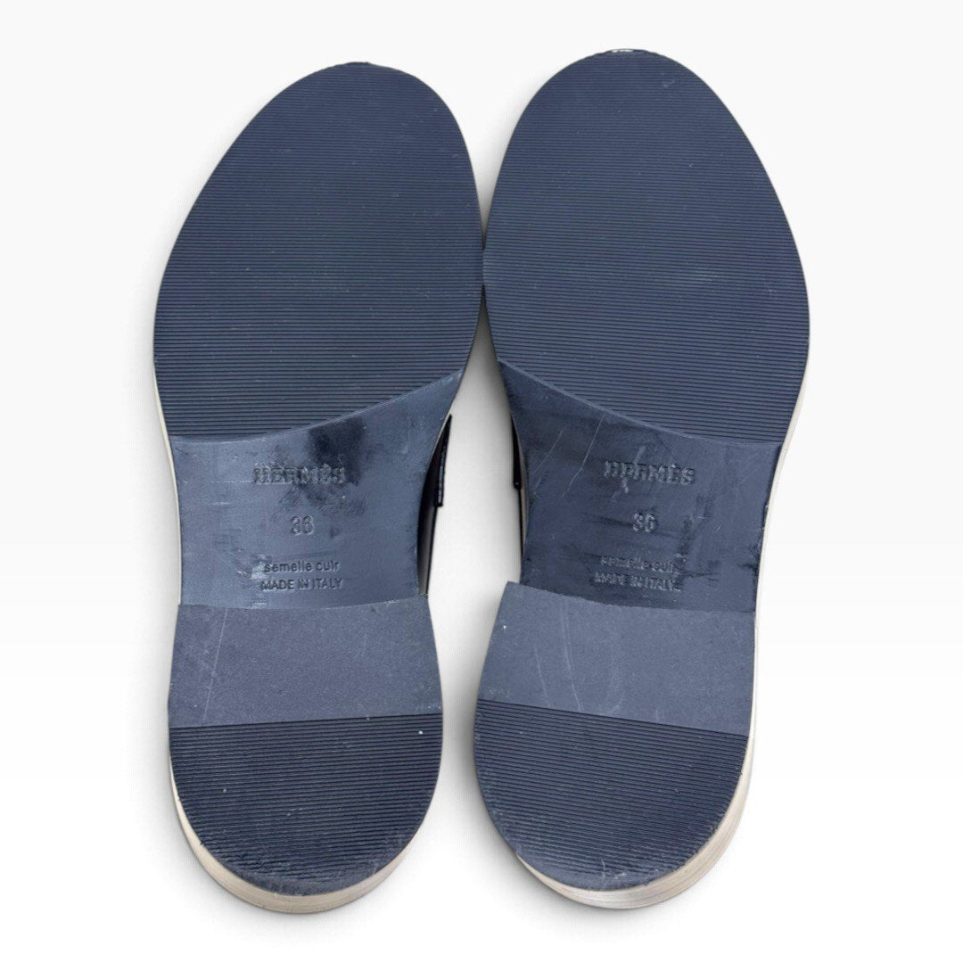 【美品】エルメス ホット モカシン ローファー レザー/ブラック SV金具 サイズ36