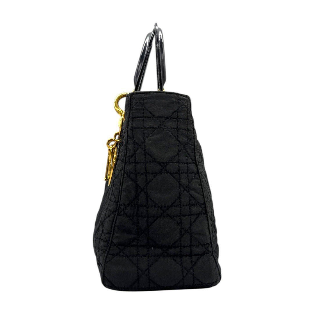 クリスチャンディオール レディディオール ハンドバッグ カナージュ 2WAYショルダー ナイロン 黒 肩掛け 手提げ 2way  レディース