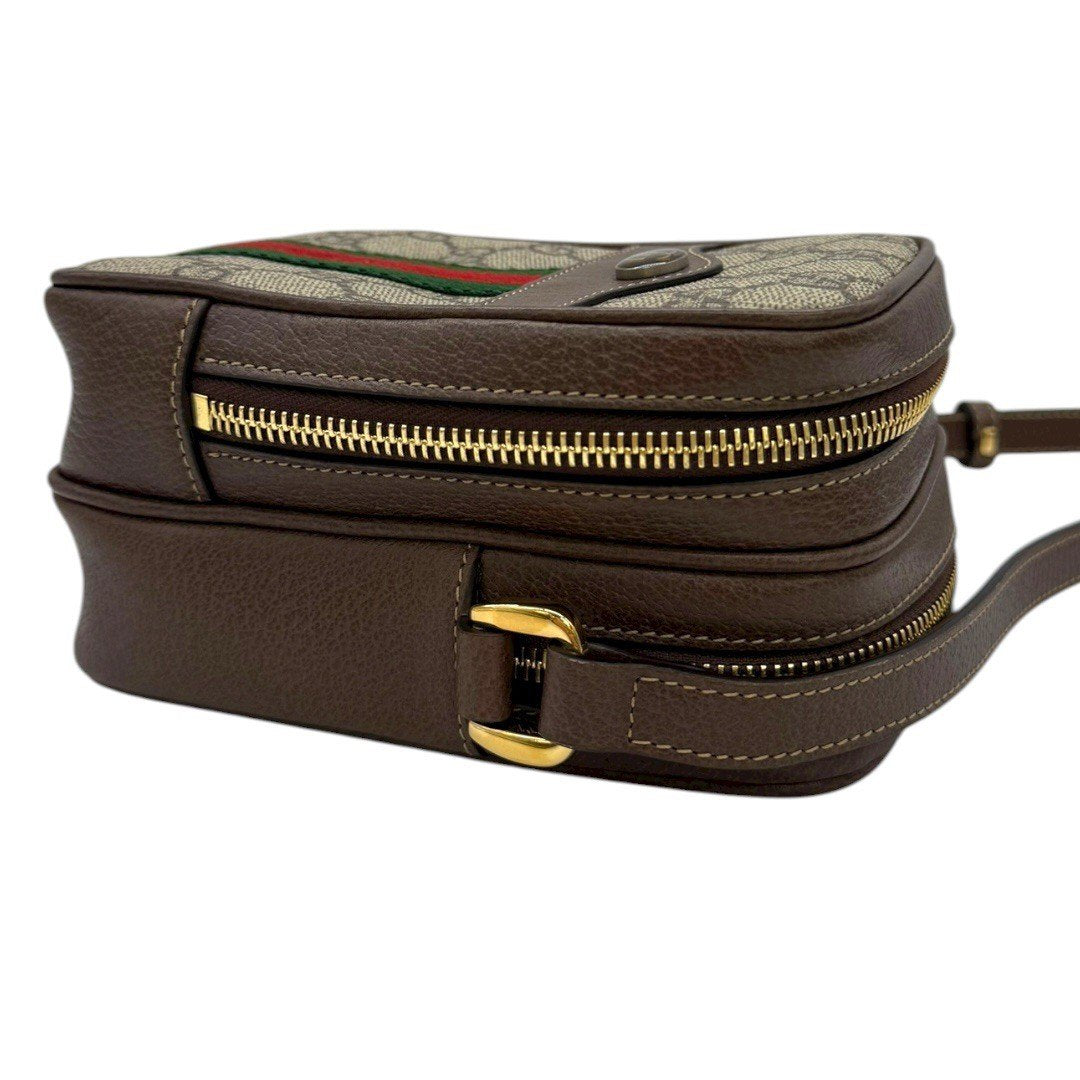 グッチ オフィディア GGスプリーム ミニショルダーバッグ ベージュ ブラウン ゴールド金具 レディース