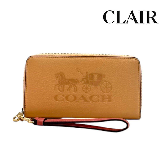 コーチ ラウンドファスナー 長財布 C5889 ストラップ付 ピンク