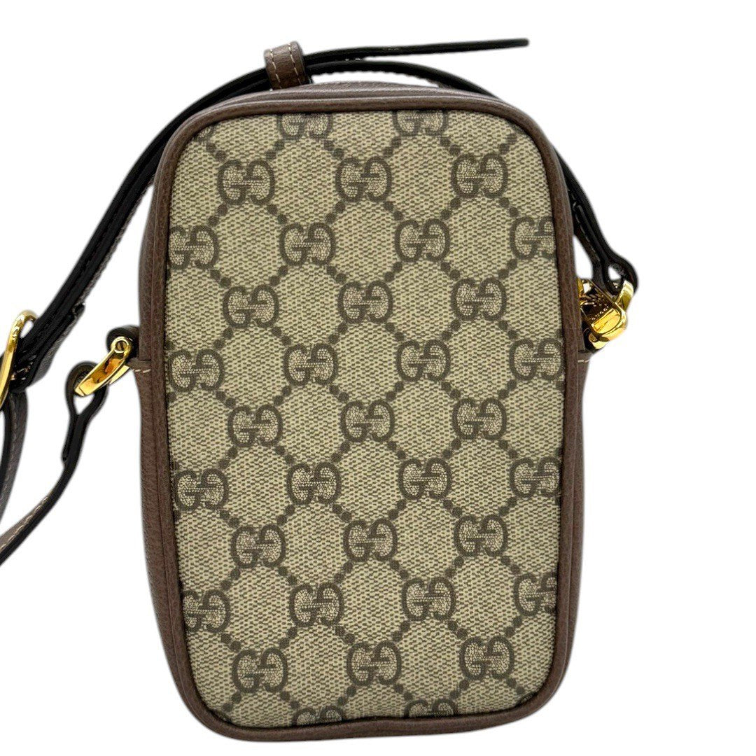 グッチ オフィディア GGスプリーム ミニショルダーバッグ ベージュ ブラウン ゴールド金具 レディース