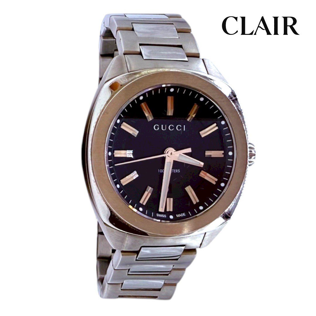 グッチ 腕時計 142.4/16515855　SS/QZ/黒 文字盤 メンズ