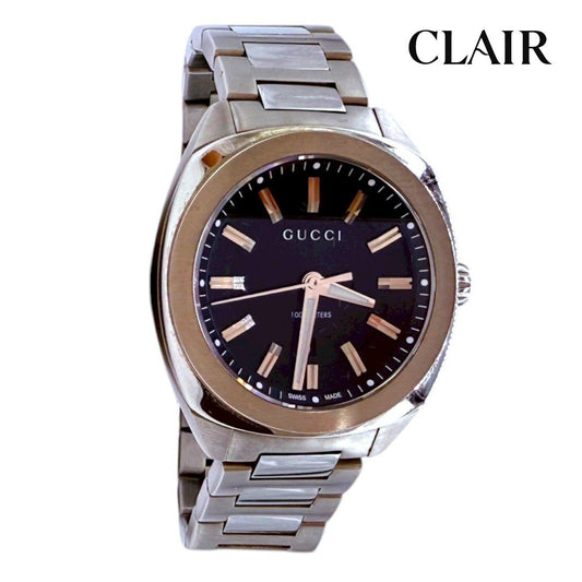 グッチ 腕時計 142.4/16515855　SS/QZ/黒 文字盤 メンズ