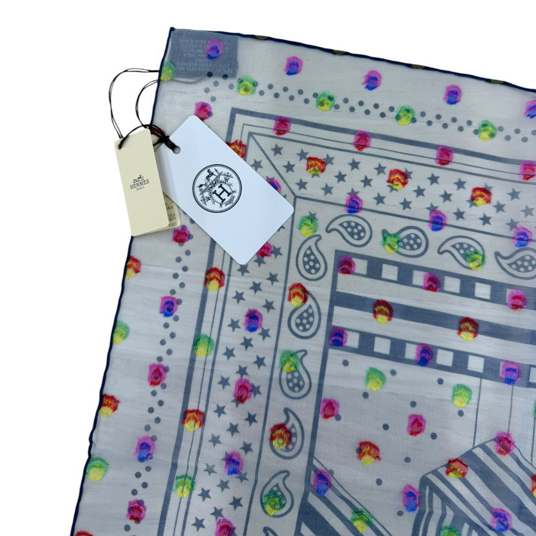 エルメス スカーフ カレ60 シルク ジグザグサングル レインボードット Zig Zag Pois Rainbow レディース