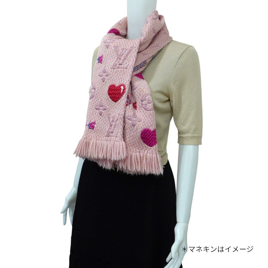 ルイヴィトン マフラー エシャルプ ロゴマニア アラフォリ M71587 ピンク ハート レディース