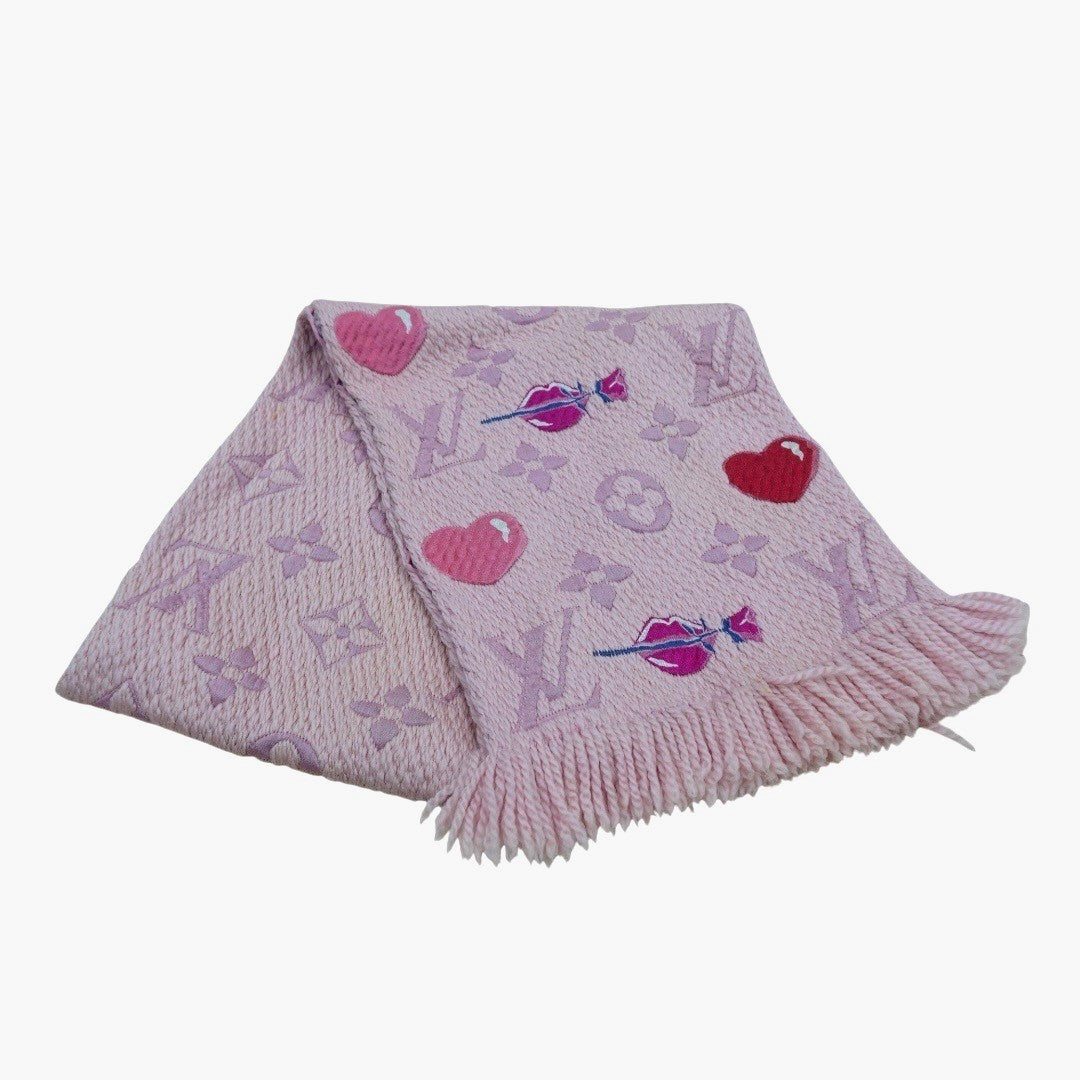 ルイヴィトン マフラー エシャルプ ロゴマニア アラフォリ M71587 ピンク ハート レディース