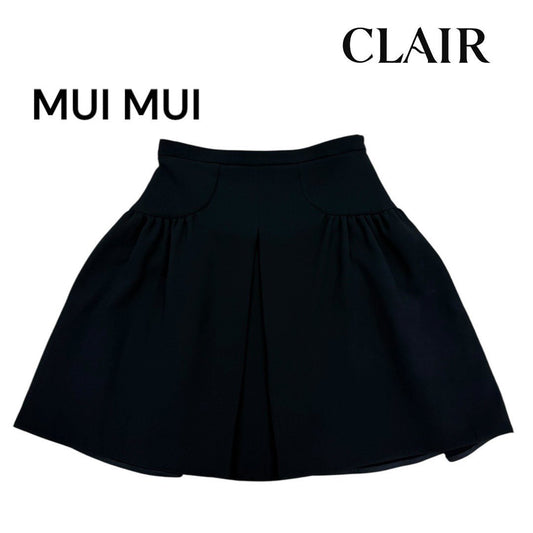 【美品】ミュウミュウ スカート ミニスカート 40 黒 ブラック レディース