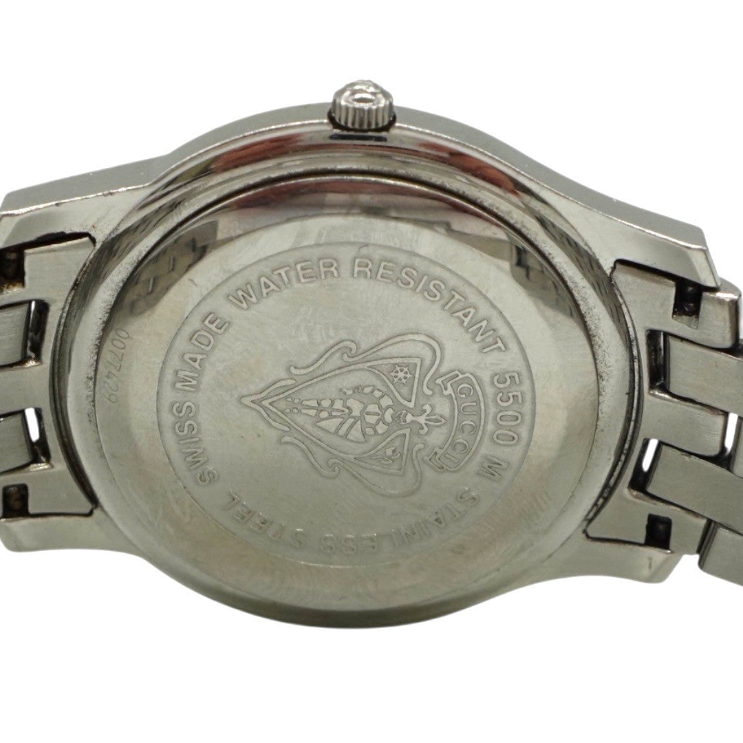 グッチ 腕時計 5500M クォーツ腕時計 SS シルバー文字盤 デイト