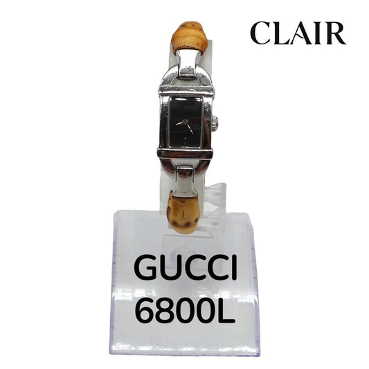 グッチ 腕時計 6800L ステンレススチール×バンブー クオーツ 文字盤 レディース グッチ時計