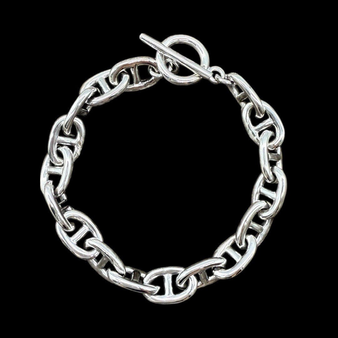 【新品】ハンドメイド おしゃれ SV925 アンカーチェーンブレスレット シルバー ブレスレット 925刻印あり スターリングシルバー925 銀 マンテル チェーンブレスレット MM 海外買付