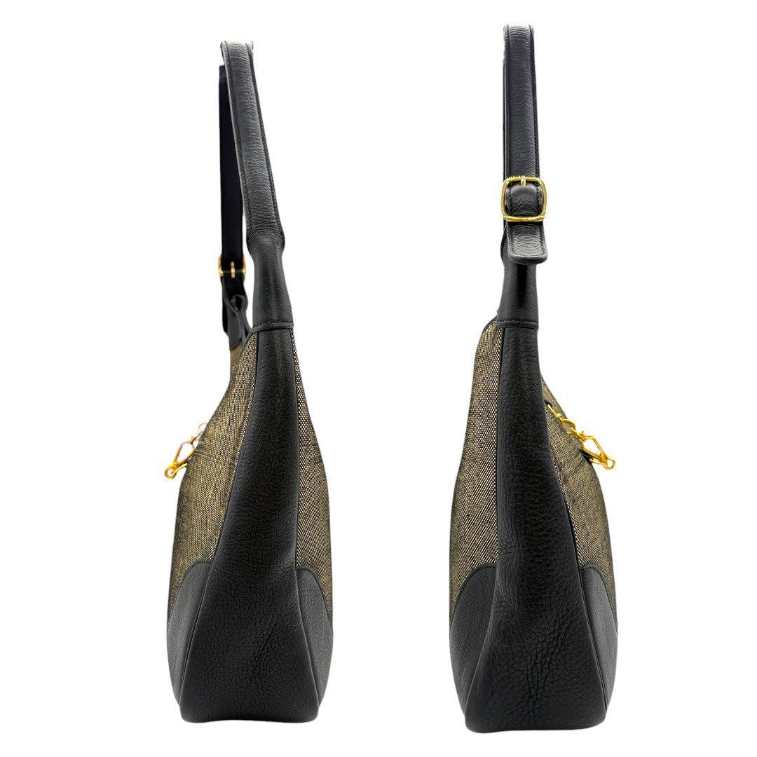 エルメス トリム31 ブラックレザー トワルアッシュ ゴールド金具 キャンバス