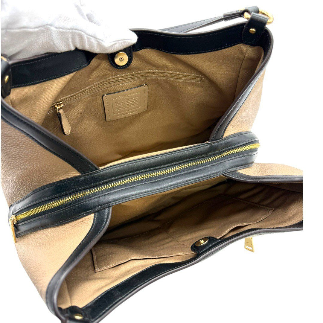 【美品】コーチ クリスティ ハンドバッグ トート レザー ロゴ ゴールド金具 ベージュ 白 黒 C6828