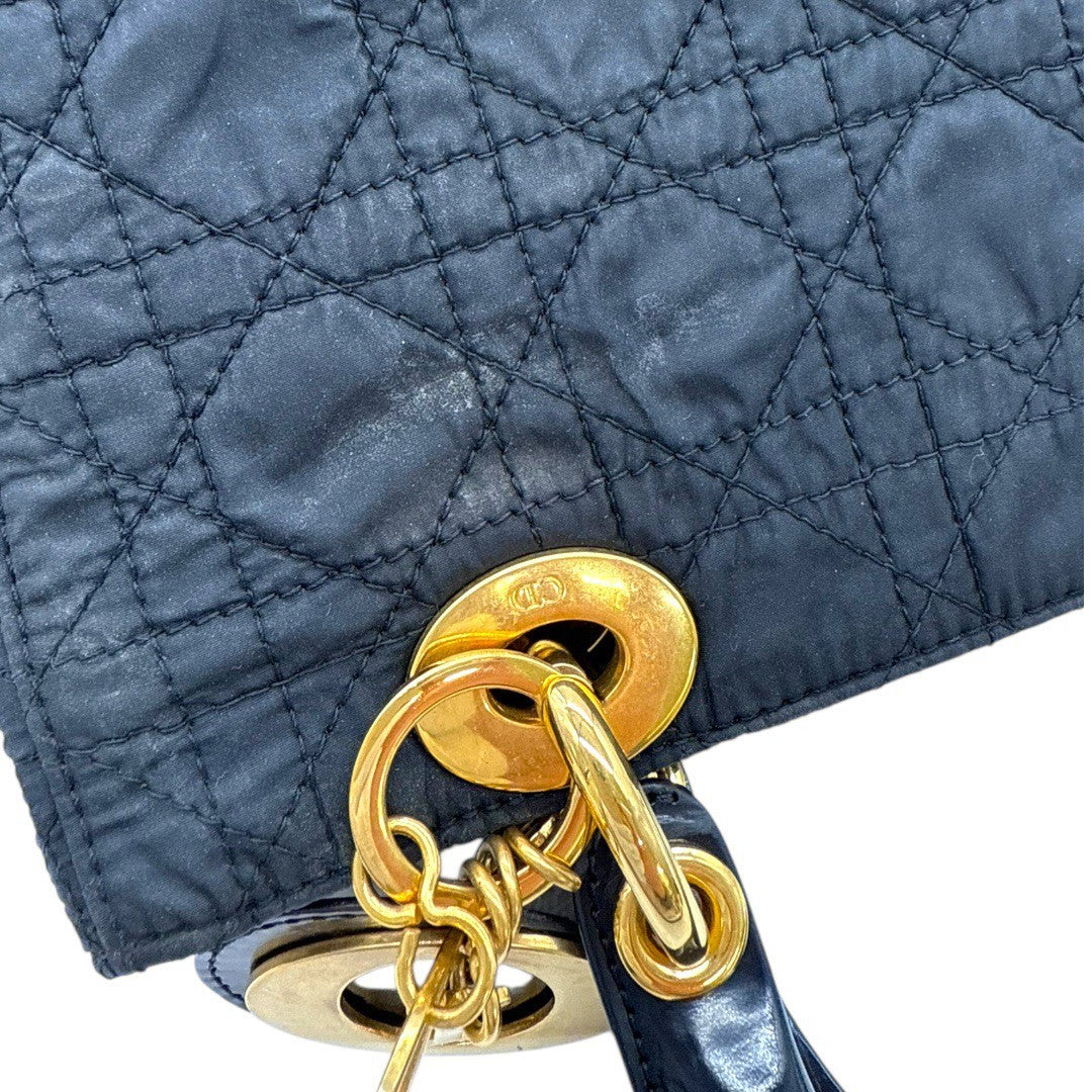 クリスチャンディオール レディディオール ハンドバッグ カナージュ 2WAYショルダー ナイロン 黒 肩掛け 手提げ 2way  レディース