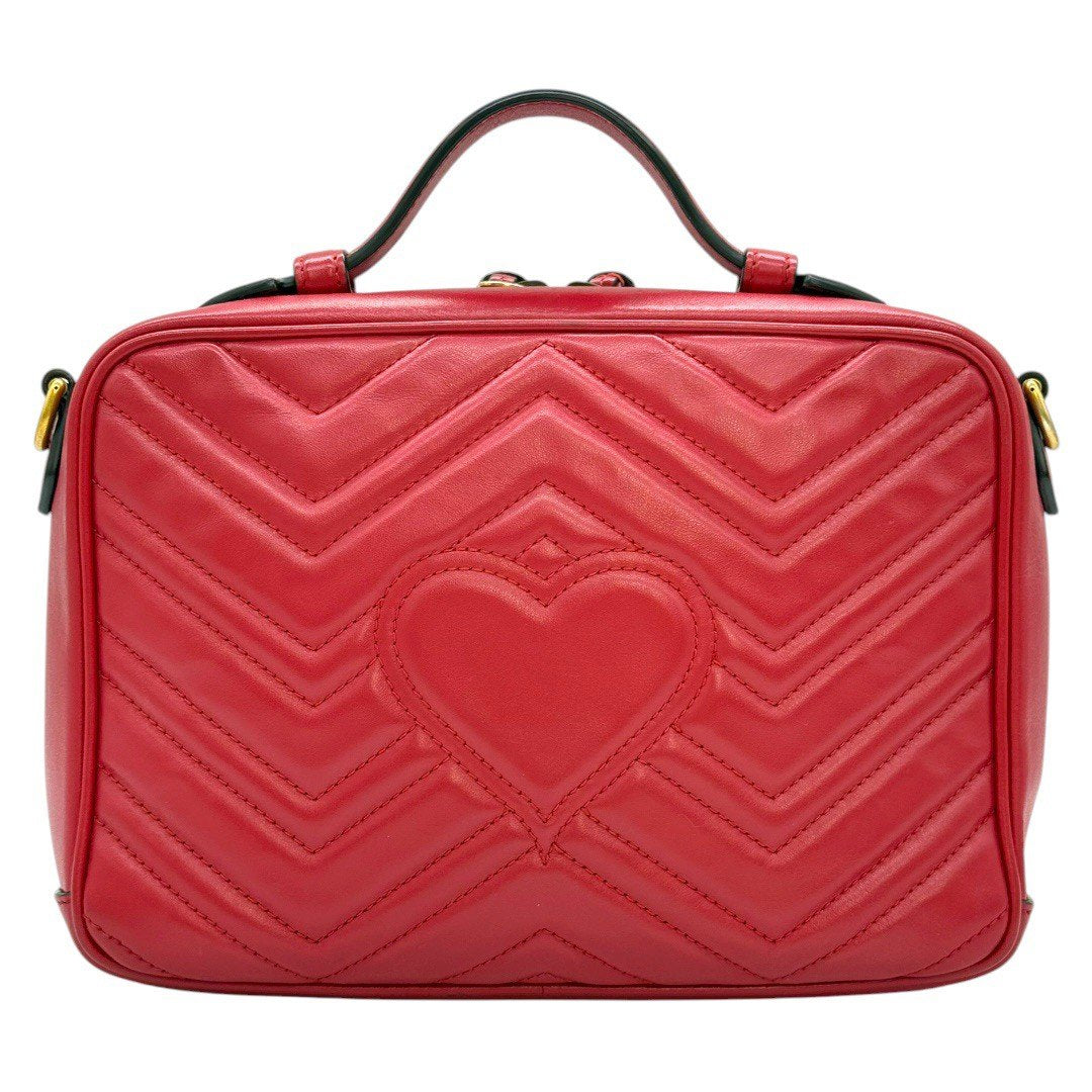 グッチ GGマーモント ゴールド金具 レザー ショルダーバッグ 斜め掛けバッグ ポシェット レッド 赤 レディース