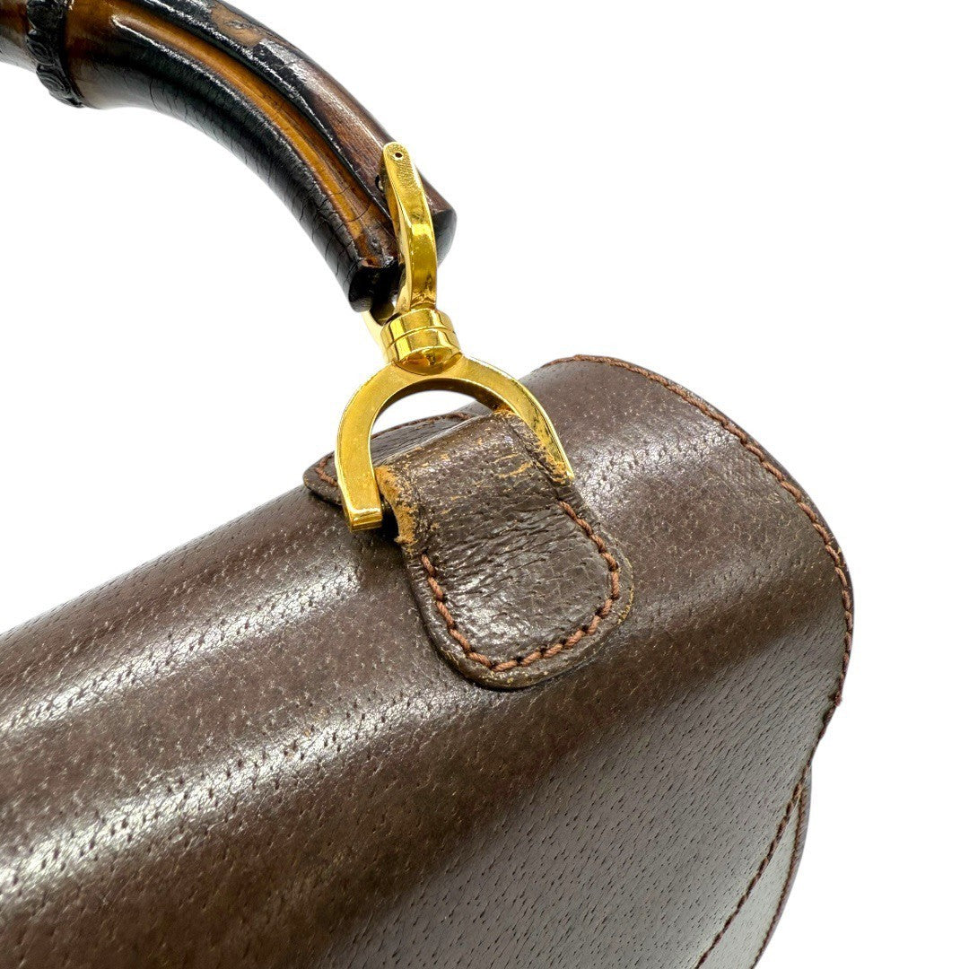 オールドグッチ バンブー ハンドバッグ ターンロック ブラウン レディース グッチ