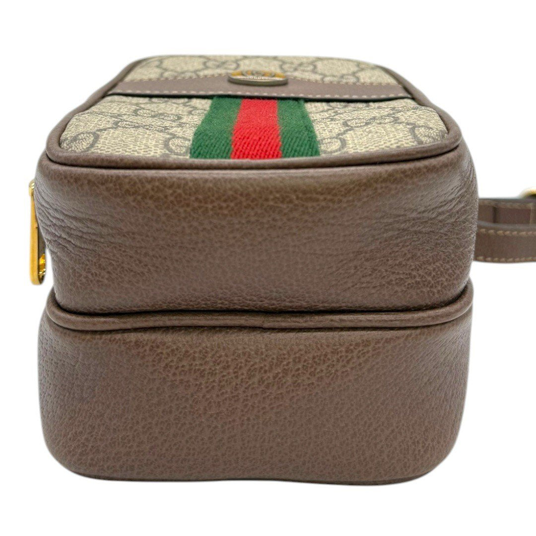 グッチ オフィディア GGスプリーム ミニショルダーバッグ ベージュ ブラウン ゴールド金具 レディース