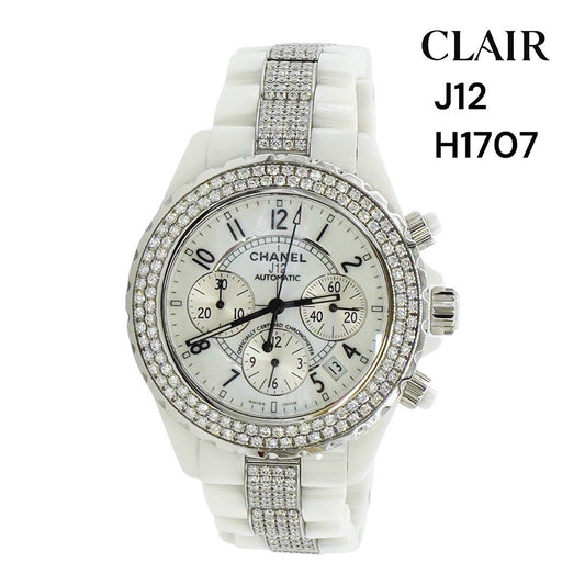 シャネル J12クロノグラフ ダイヤベゼル ダイヤブレス セラミック H1707 オートマティック メンズ