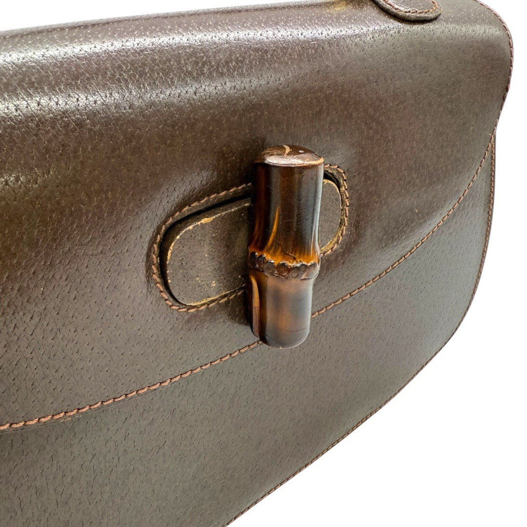 オールドグッチ バンブー ハンドバッグ ターンロック ブラウン レディース グッチ