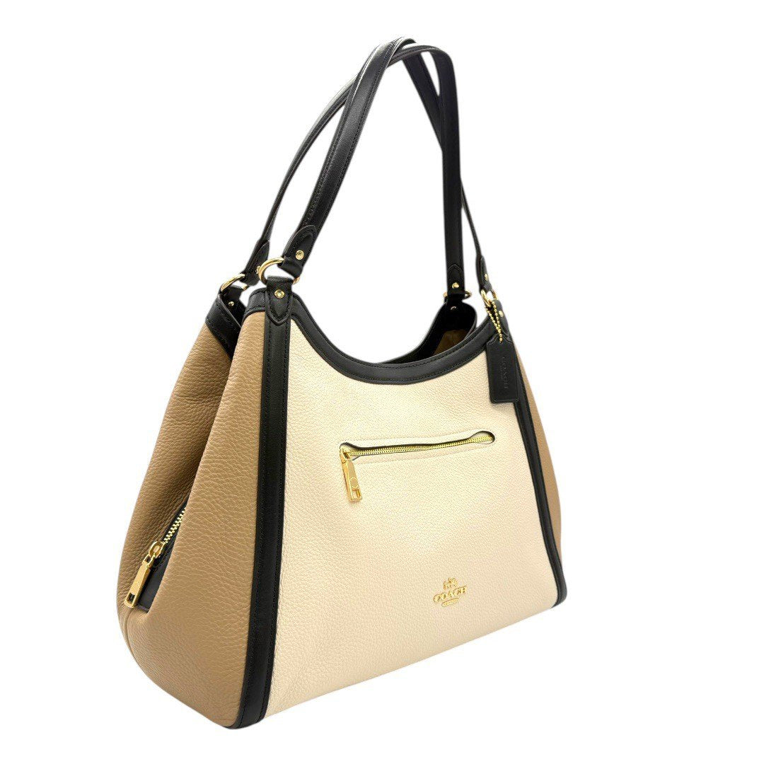 【美品】コーチ クリスティ ハンドバッグ トート レザー ロゴ ゴールド金具 ベージュ 白 黒 C6828