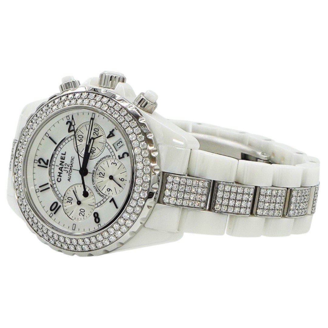 シャネル J12クロノグラフ ダイヤベゼル ダイヤブレス セラミック H1707 オートマティック メンズ
