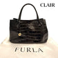 フルラ バッグ ハンドバッグ ショルダーバッグ トートバッグ 黒 ブラック レザー クロコ調  レディース