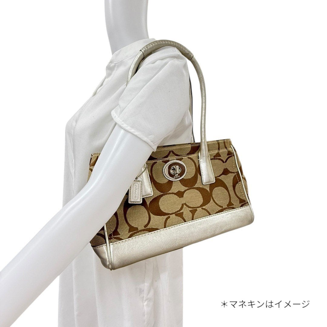 コーチ ハンドバッグ ベージュ ゴールド