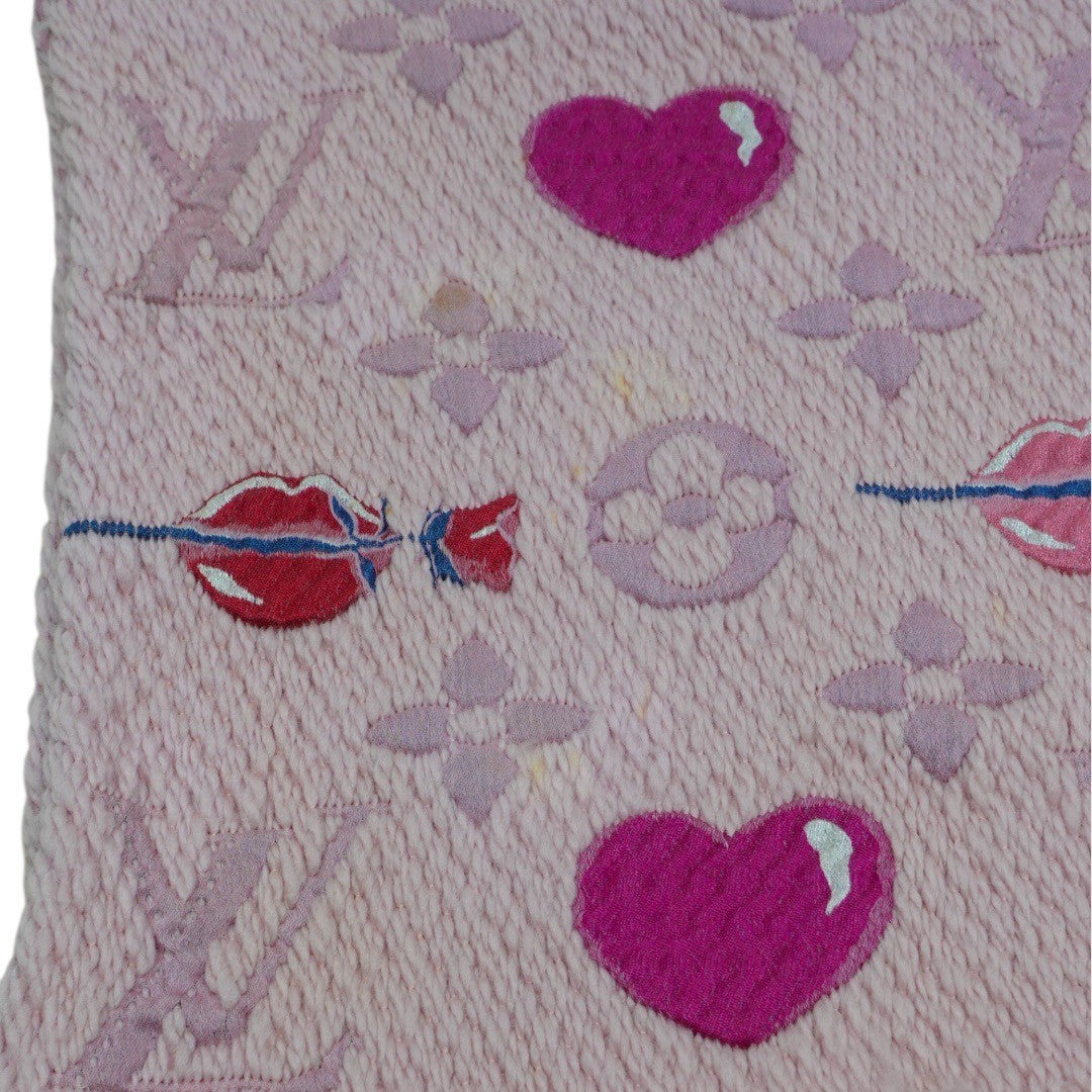 ルイヴィトン マフラー エシャルプ ロゴマニア アラフォリ M71587 ピンク ハート レディース