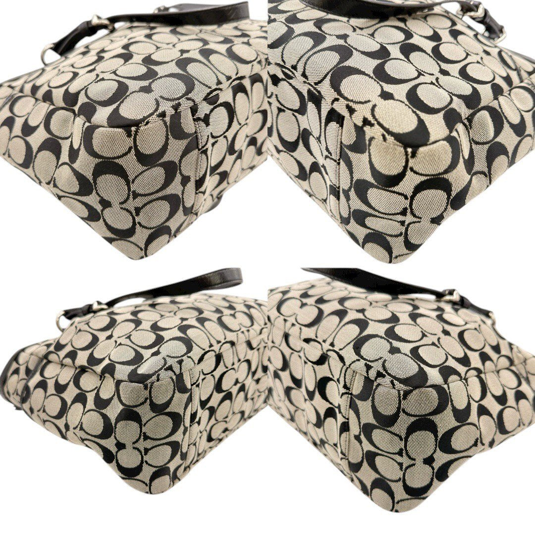 【美品】コーチ シグネチャー トートバッグ キャンバス 黒 ブラック レディース