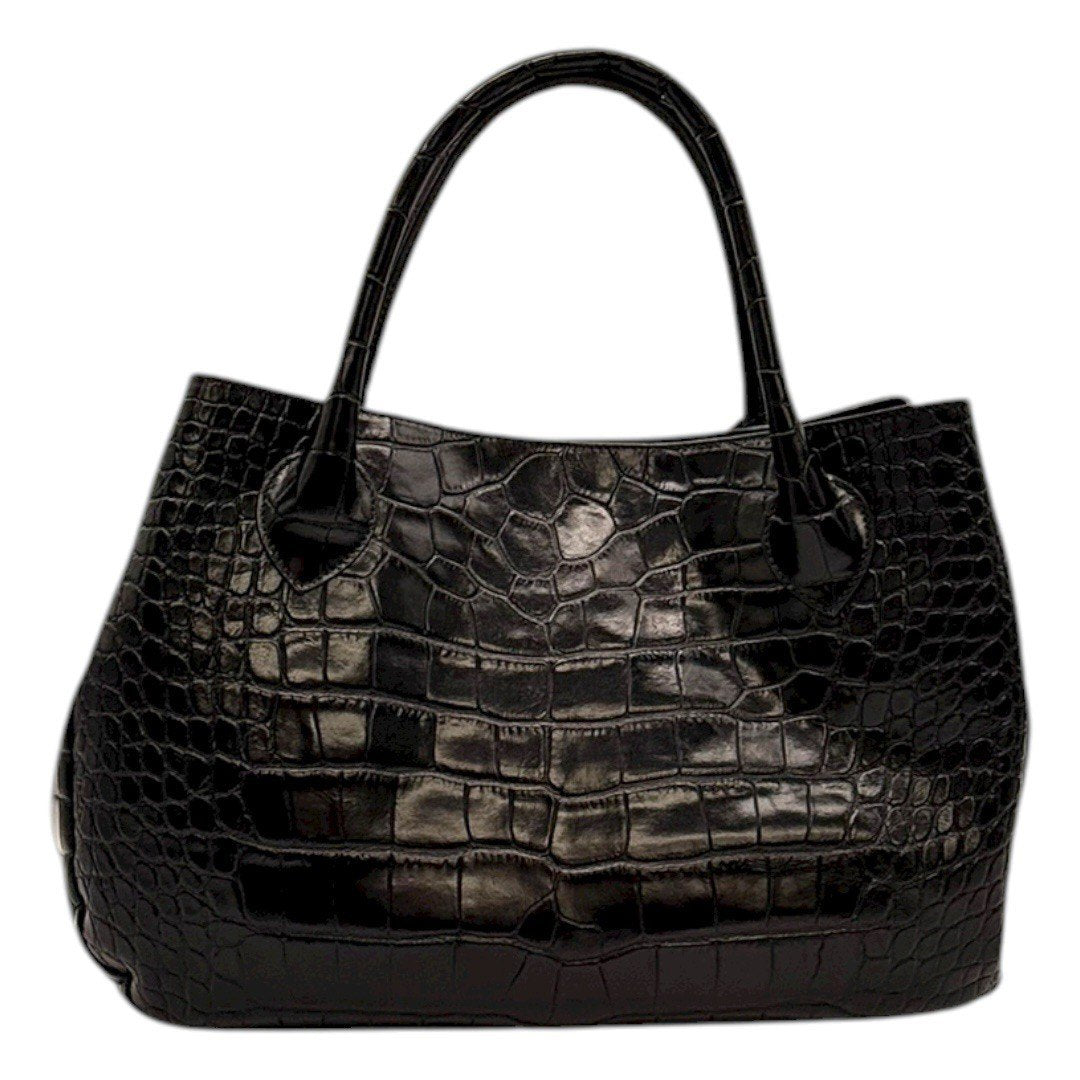フルラ バッグ ハンドバッグ ショルダーバッグ トートバッグ 黒 ブラック レザー クロコ調  レディース